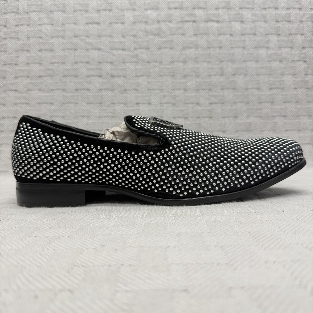 Stacy Adams Men Shoes Swagger Studded Slip On Satin Black 25228-042 Size‎ 11